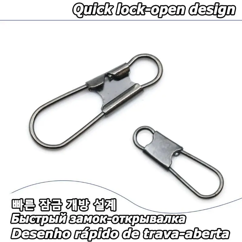 Fishing Lure Quick Link Connectors 50Pcs Rustproof Stainless Steel Snap Swivels Pins for Ice Fishing Use