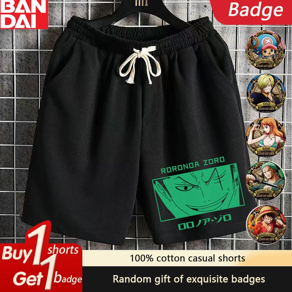 Цельные летние мужские шорты с принтом Луффи Ророноа Зоро, спортивные шорты с пятью точками, повседневные быстросохнущие брюки большого размера для баскетбола и спортзала