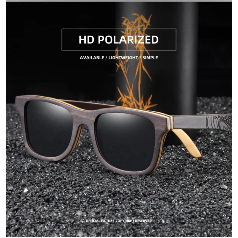 5832 Bamboo wood glasses Black Skateboard Wood Pattern Leg Classic Sun Glasses Retro