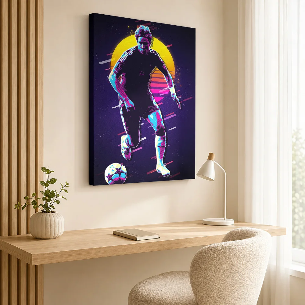 Girl Soccer Tshirt Framed Canvas Poster Collector Style Wall Decor With Personalized Photo For Games Room Ideal Supporter Gift