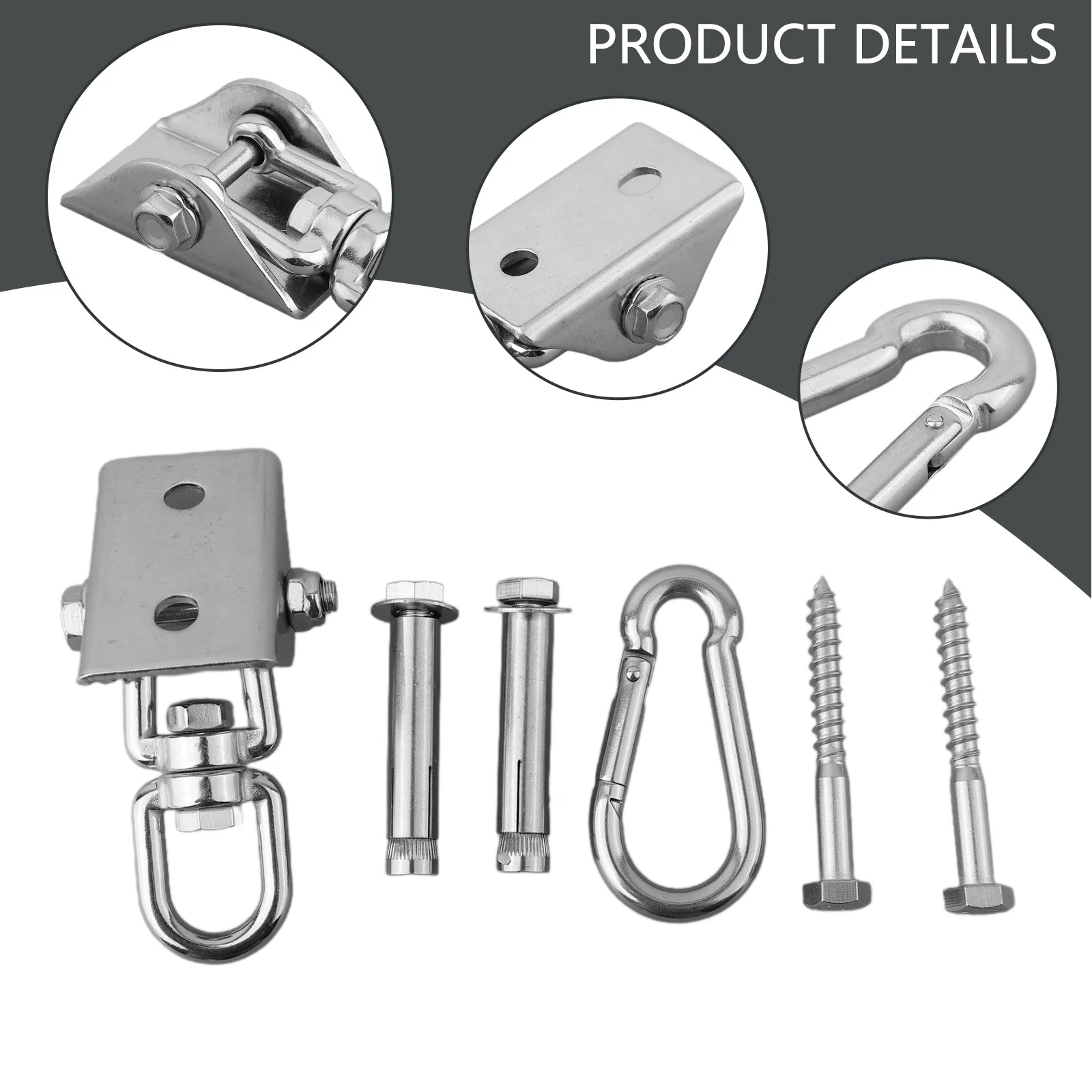 Awning Hanging Chair Hanging Basket Chair Fixing Wooden Screw 1000Lb Capacity Buckle Expansion Screw Rotating Hook