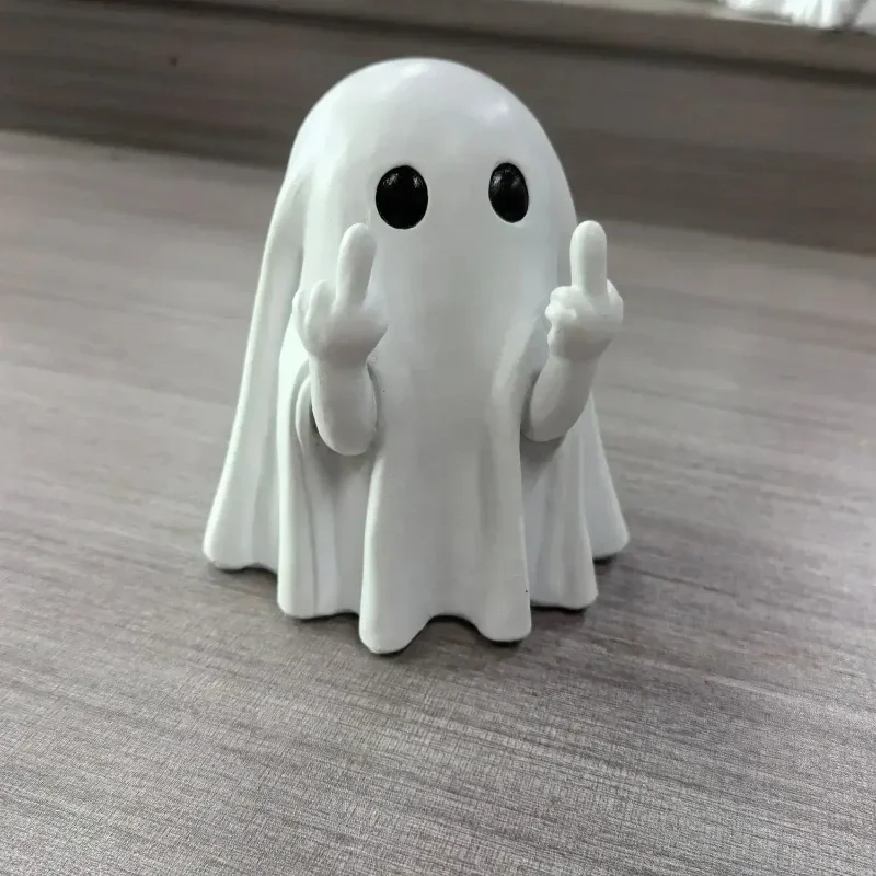 Latest Models Estatuilla Fantasma Resina Decoración Halloween Dedo Medio Divertido Figura Regalo Fiesta Certificado Envío Gratis