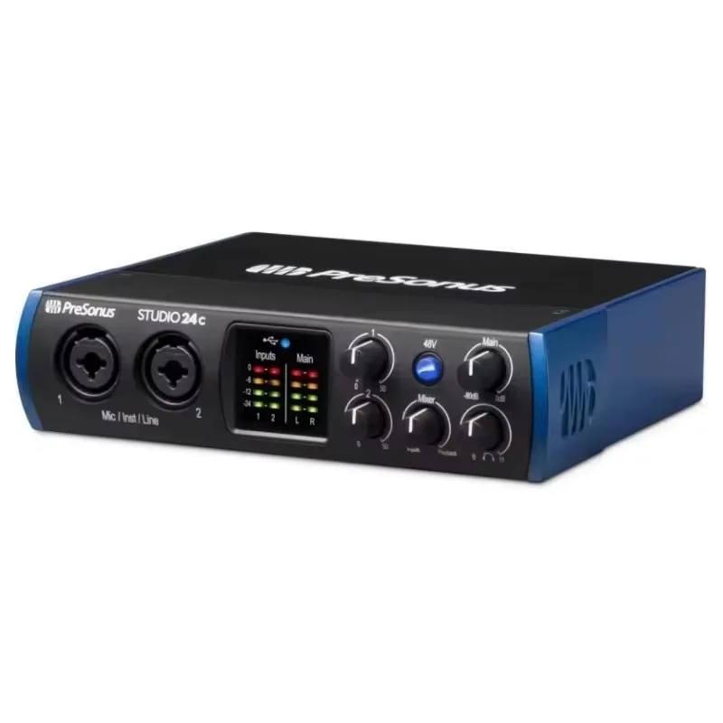 PreSonus Studio 24C ultra-high audio interface sound card With 2 mircophone preamps for ultra-high-definition recording,mixing