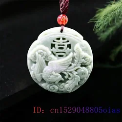 Jade Phoenix Pendant Necklace Jewelry Chinese Amulet Carved Fashion Women Charm Gifts Natural Accessories