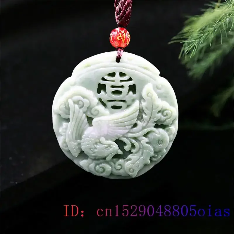 Jade Phoenix Pendant Necklace Jewelry Chinese Amulet Carved Fashion Women Charm Gifts Natural Accessories