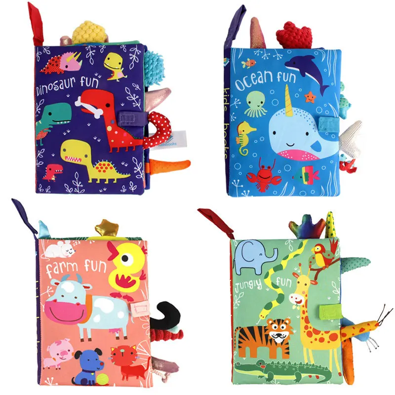 Baby Crib Book Toys for Newborns 6 12 Months Baby Accessories Sensory Toys Educational Black White Baby Toys Animal Cloth Book