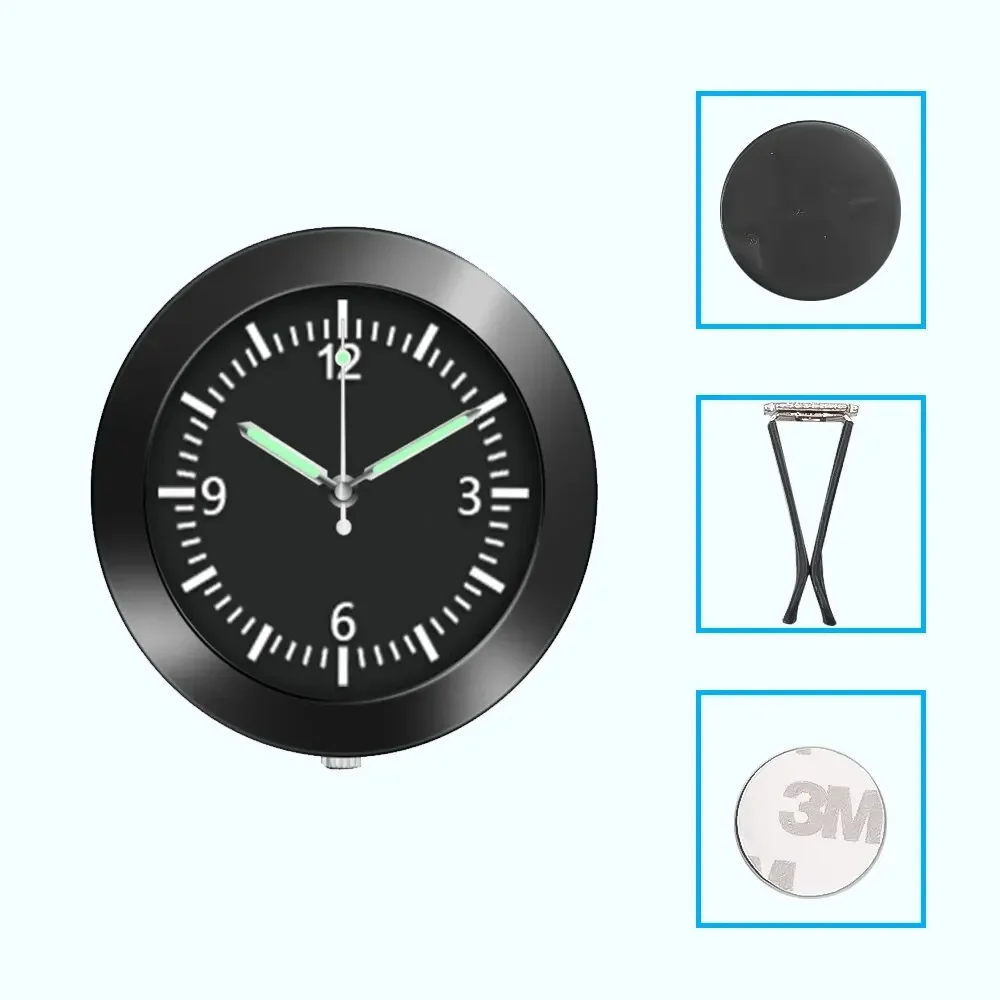 1pc Luminous Car Clock Automobiles Internal Stick-On Watch Mechanics Quartz Clocks Auto Ornament Fit For Dashboard/ Boat/ Bike image 4