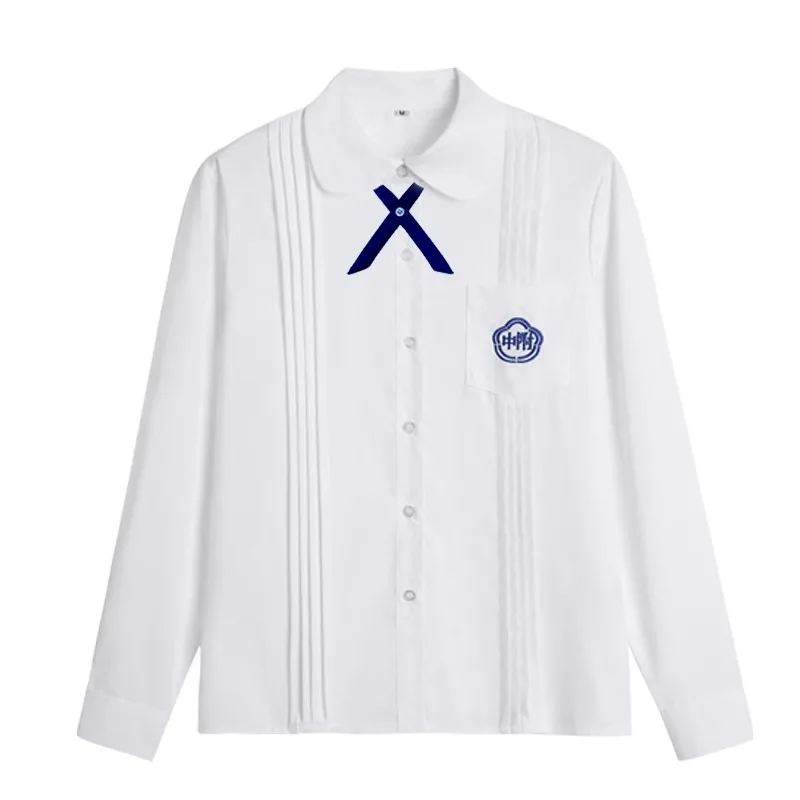 Girls long-sleeved shirt + navy blue tie
