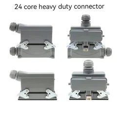 24 core Rectangular heavy duty connector HDC-HE-024  AviationPlug With protective Cover 500V 16A