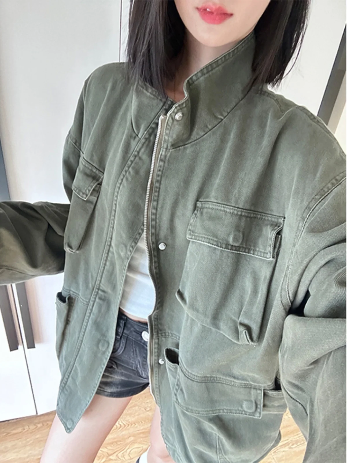 

Denim Coat Long Woman Womens Summer Canvas Airy Pocketed Lightweight Minimalist Open-Front Vacation Flared Drop-Shoulder Sashes