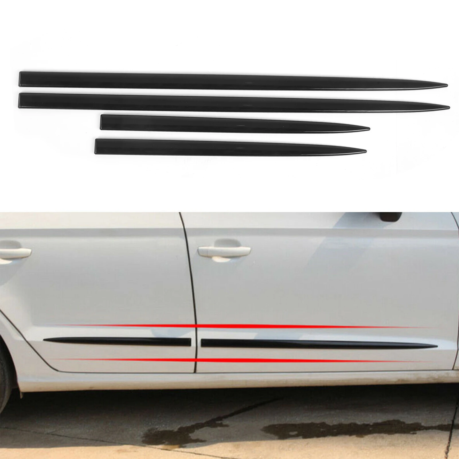 Body Side Trim Waterproof Bright Black  Door Protector Auto Modification Door Trim Exterior Belt Body Side Molding