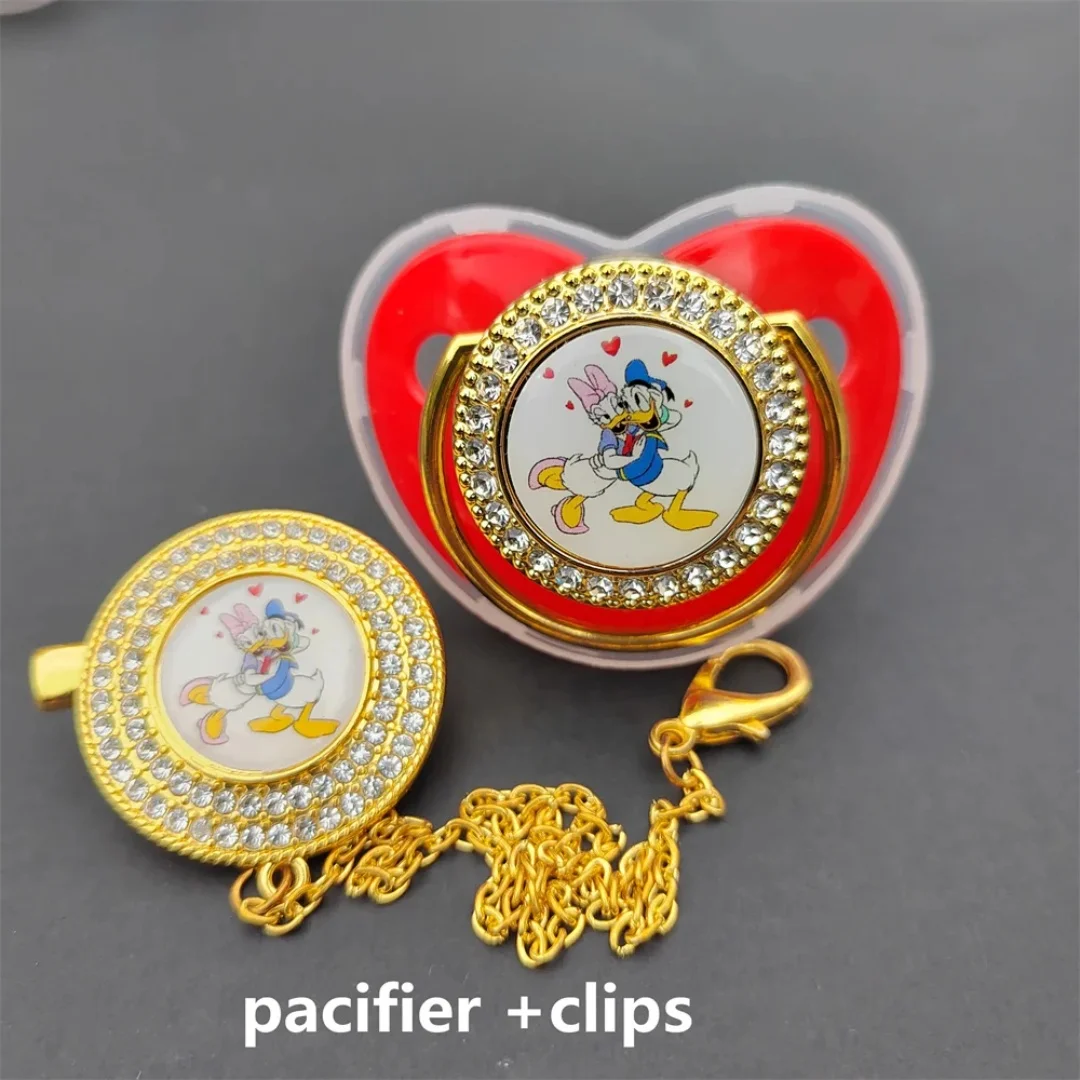 [Donald Duck]Bling Chupetero silona Para Bebe Safe sleep pacifier toy Luxury pacifier Pacifier clip baby teething products 0-18M