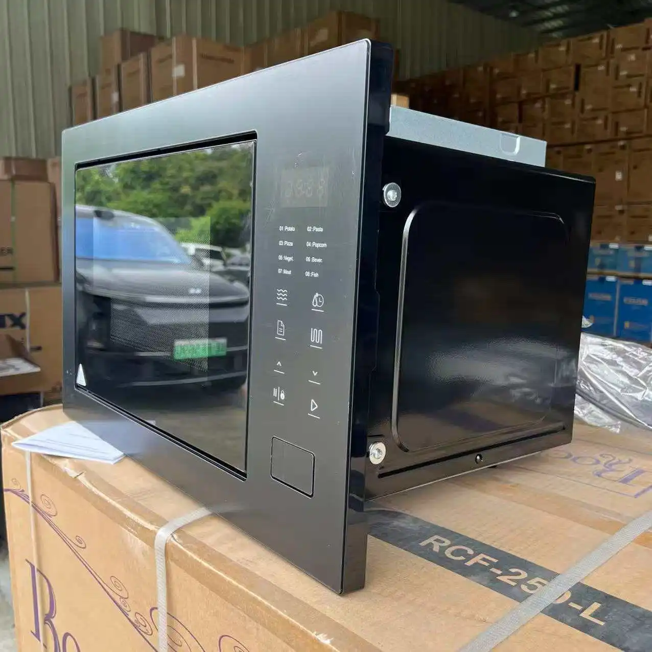 Embedded Microwave Oven with Household Stainless Steel Panel, 25L Flat Type, Black Integrated Oven Door Design