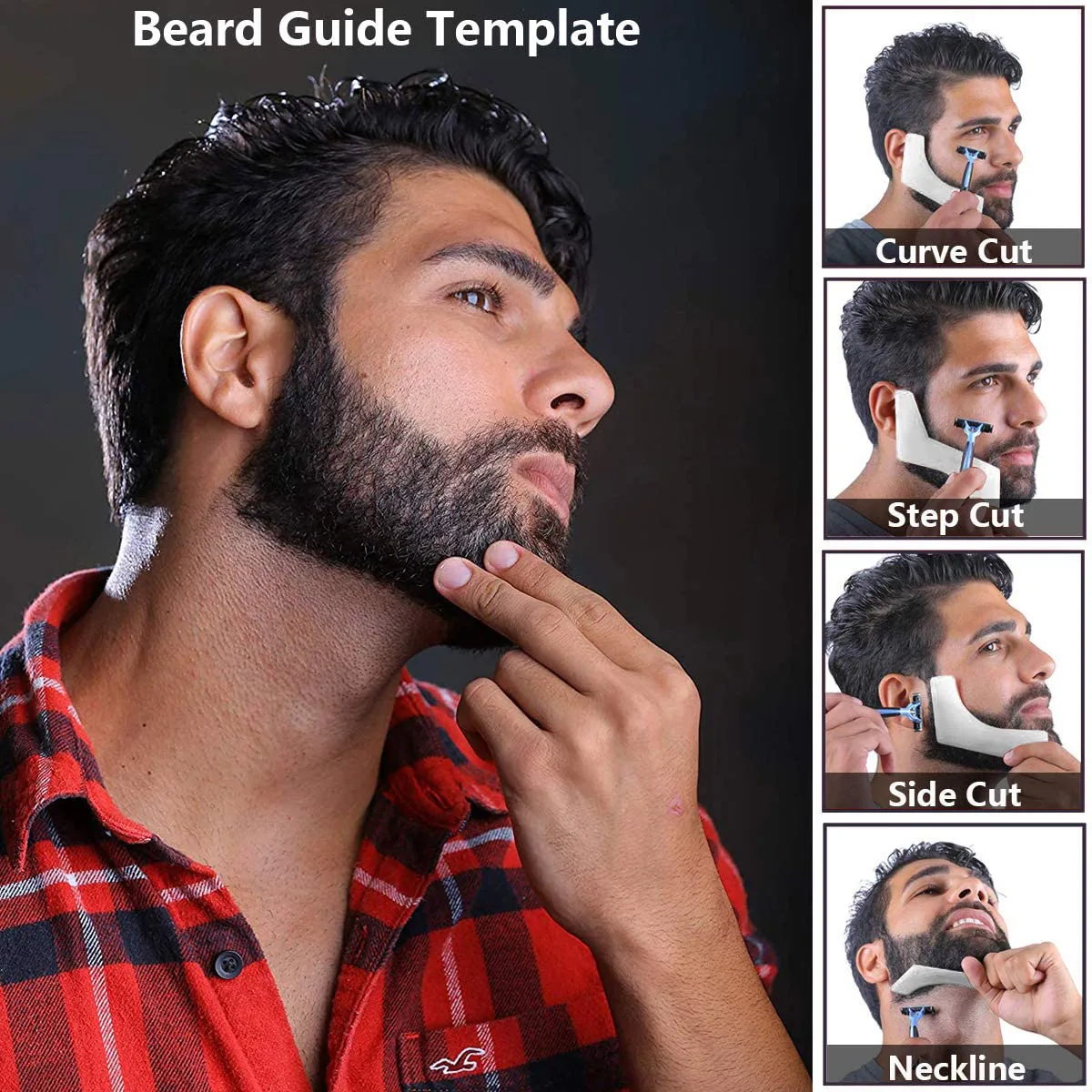 5Pcs Haircut Kit Beard Shaping Tools Hairline Goatee Neckline Template Professional Barber Supplies for Hair Cutting Grooming
