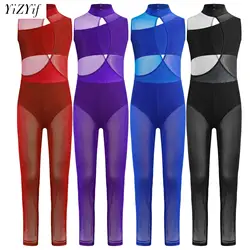 Kids Ballet Skate Dance Unitard Girls Rhythmic Gymnastics Jersey Full Body Leotard Sleeveless Bodysuit Children Jumpsuit Wear