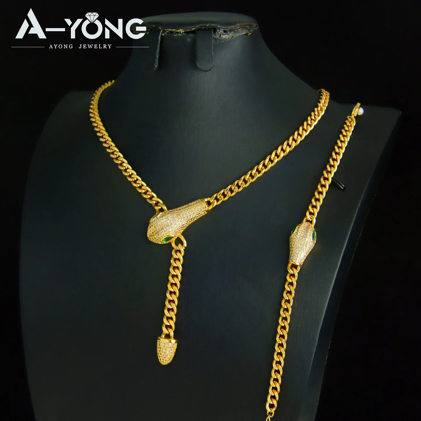 

Бразильский хип-хоп змея, очаровательный комплект ювелирных изделий, 21 К позолоченный, высокое качество, цирконий, ожерелье с животными в Саудовской Африканские винтажные ювелирные изделия