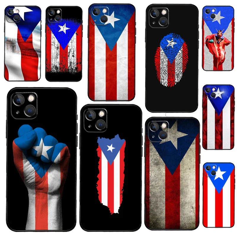 Puerto Rico Flag Phone Case For iPhone 12 11 13 14 15 16 Pro Max Plus Silicone Cover For iPhone XR X XS Max