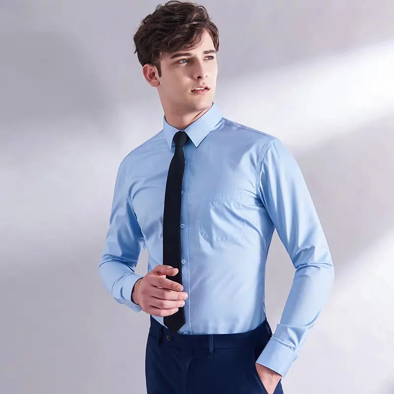 

Spring New Men's Long Sleeve Shirt Pure Cotton Professional Workwear White Business Formal Shirt Color Mechanical Style