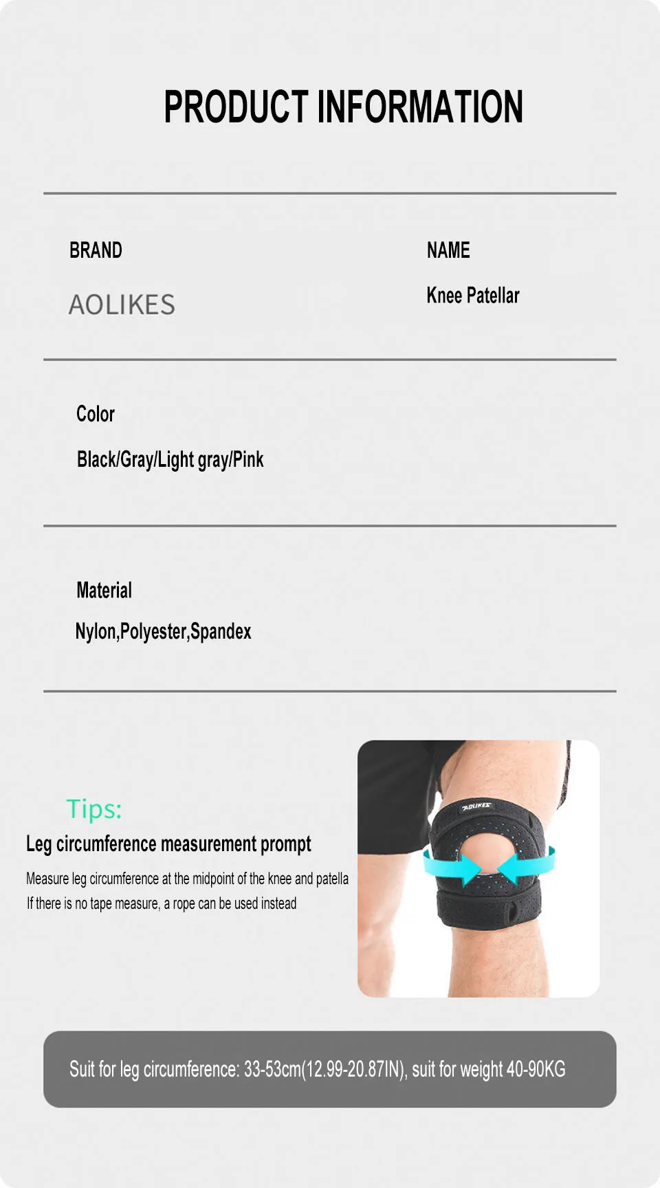 Aolikes 1pc Patella Knies tütze Knie kompression hülsens tütze für Frauen Männer Knies ch merzen Arthritis Schmerzen Sport Knies chutz Knies chützer – Detail 11