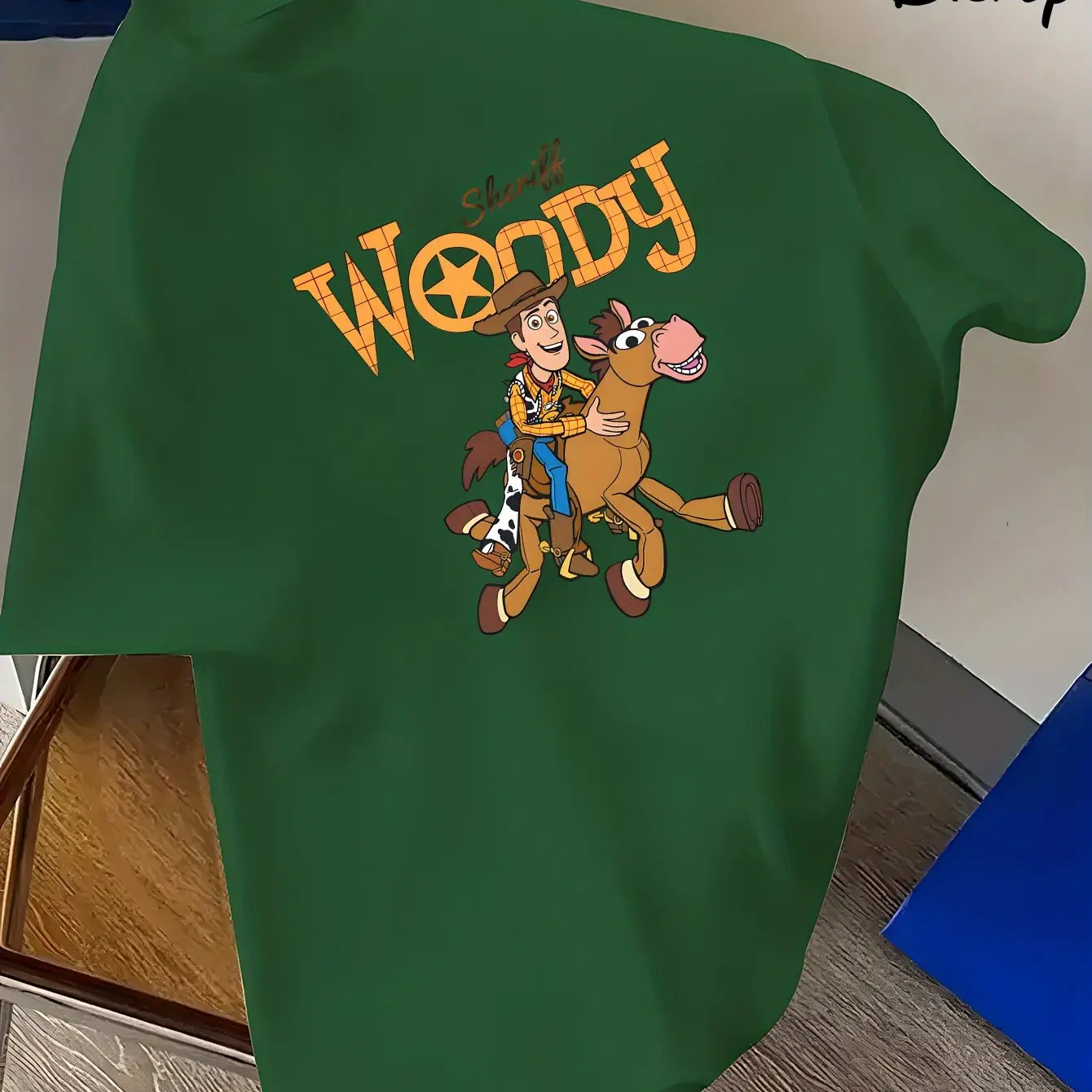 تي شيرت رجالي من Toy Story Sheriff Woody صيفي جديد غير رسمي للرجال والنساء فستان للزوجين في الشارع #2