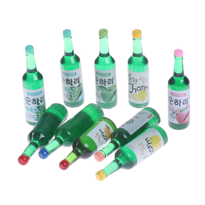 10pcs 1:12 인형 집 미니어처 와인 음료 모델 놀이 음식 주방 장난감