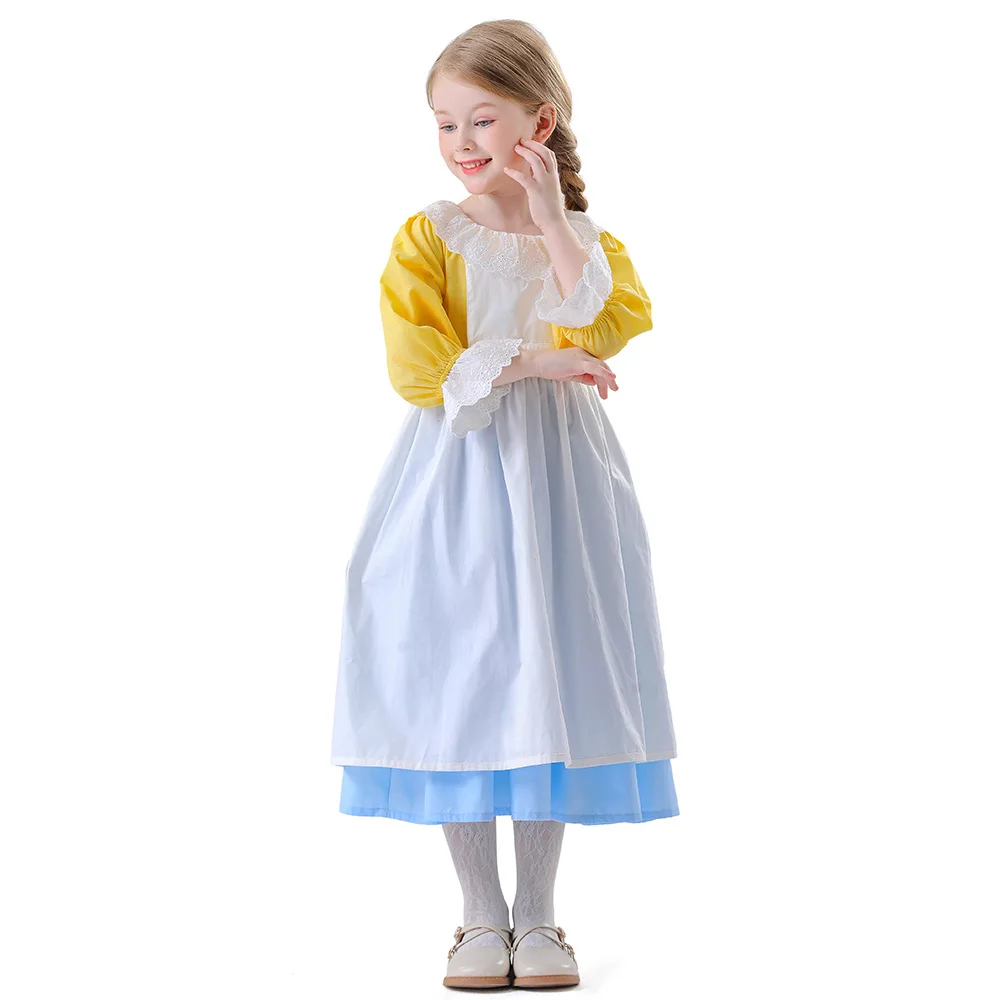 

loween Farm Countryside Little Girl Flower op Girl Performance Costume Children's Civil Cosplay Maid Outfit Traditional ...