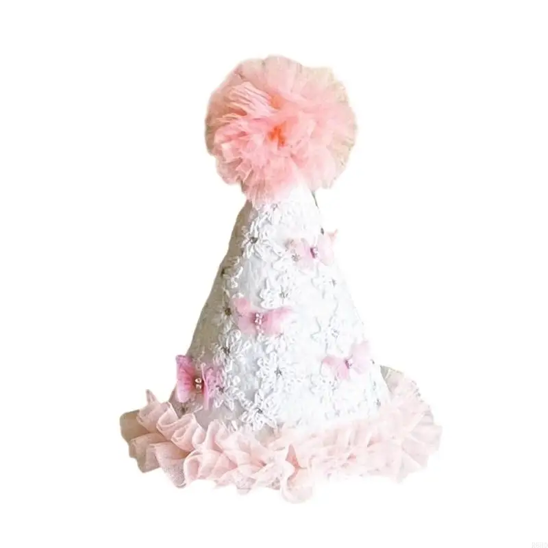 

R66D Delicate Pink Bowknot Headpiece Baby Girls Birthday Hat Party Photo Props Gift