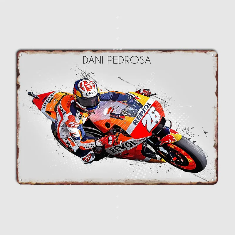 Rider Dani Pedrosa Poster Metal Wall Art Cave Garage Classic Painting Tin Sign Vintage Posters Room Decor Home Decoration