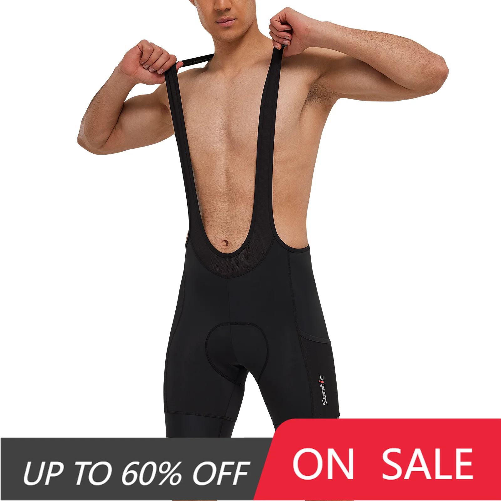 

Santic Men Cycling Bib Shorts 4D Cushion Padding Cycling Bottom Bib Shorts Long Distance MTB Padded Shorts Tights Slim Fit