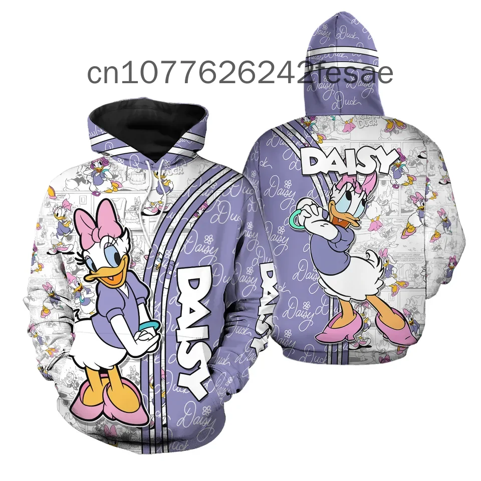 Summer New Disney Daisy duck Hoodies Casual Hip Hop Street Clothing Men's and Women's Long sleeved Sweatshirts