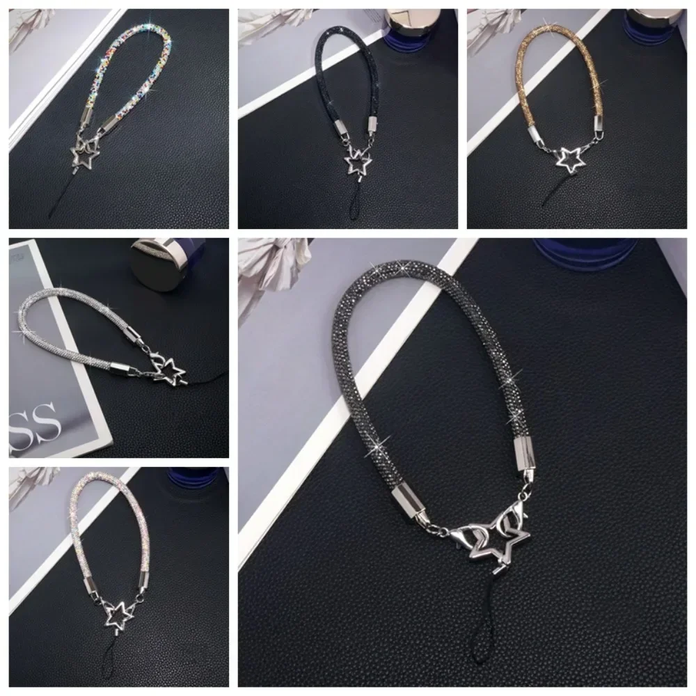 Short /Long Style Glitter Rhinestone Phone Lanyard Luxury Star Mobile Phone Chain Anti Loss Bling Bling Mobile Phone Strap