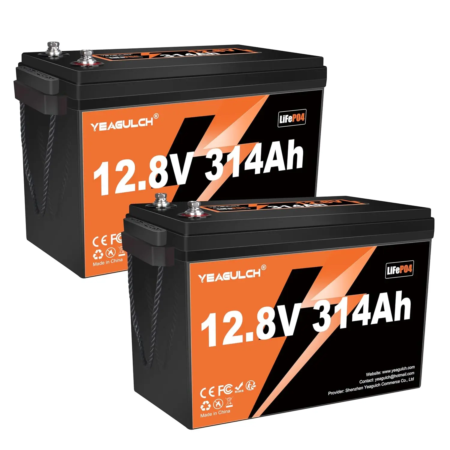 2P 12V 314Ah LiFePO4 Battery 4019Wh 15000+ Deep Cycle, Customized
