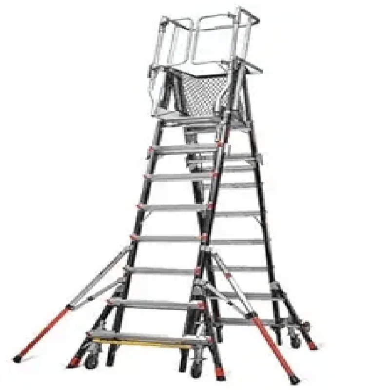 

3 to 5 ft Fiberglass Adjustable Safety Cage Platform Stepladder, 375 lb Capacity