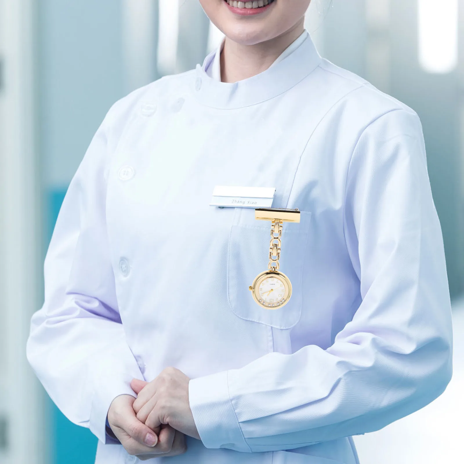 

Quartz Nurse Lapel Pin Watch Rhinestone Brooch Clip-on Fashionable Nurse Fob Watch for Medical Professionals Doctors Nurses