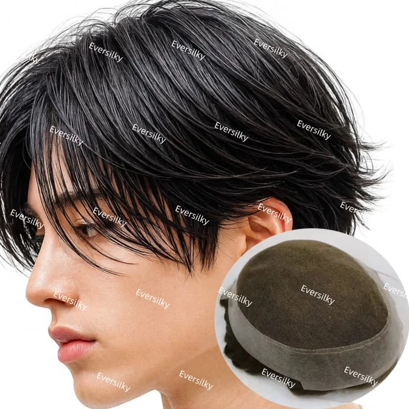 أستراليا الشعر المستعار الرجال 30 مللي متر نظام الشعر البشري المجعد للرجال الدانتيل السويسري مع جلد رقيق بولي Men شعر مستعار طبيعي الذكور الشعر الاصطناعي #1