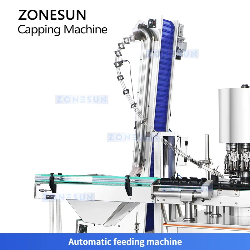 Machine de capsulage ZONESUN ROPP 8 têtes à distance, équipement de capsulage de Pilfer verde à grande vitesse ZS-XG440C8