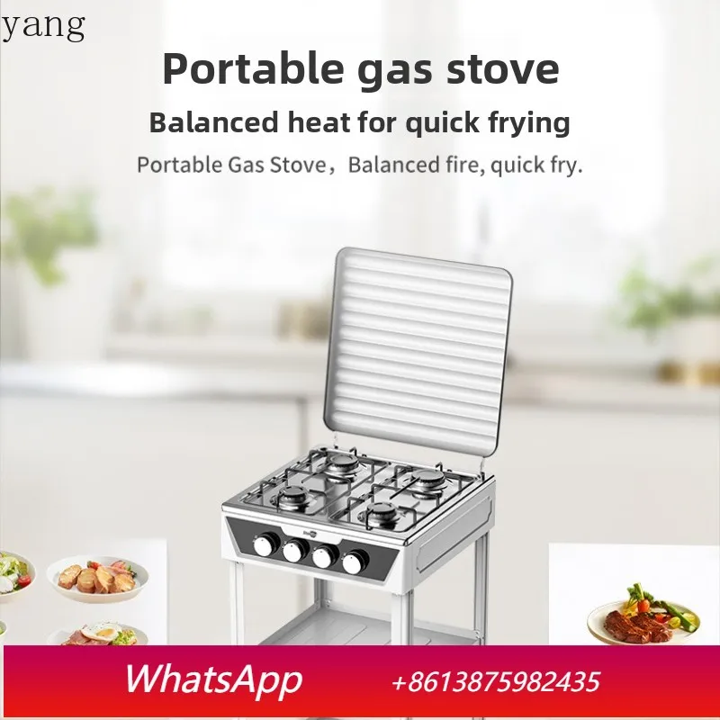 

yjq four-eye gas stove with tripod multi-functional desktop simple gas stove with cover