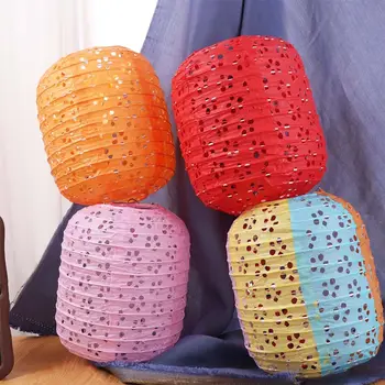 Cylindrical Paper Lantern Chinese Style Portable Hanging Lampion
