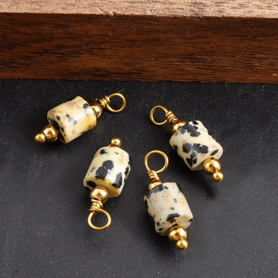 2 Stück natürliche Perlen-Steinanhänger für Schmuckherstellung, Vintage-Ethno-Anhänger, Obsidian, Blaustein, Tigerauge, Charm-Materialien – Detail 13