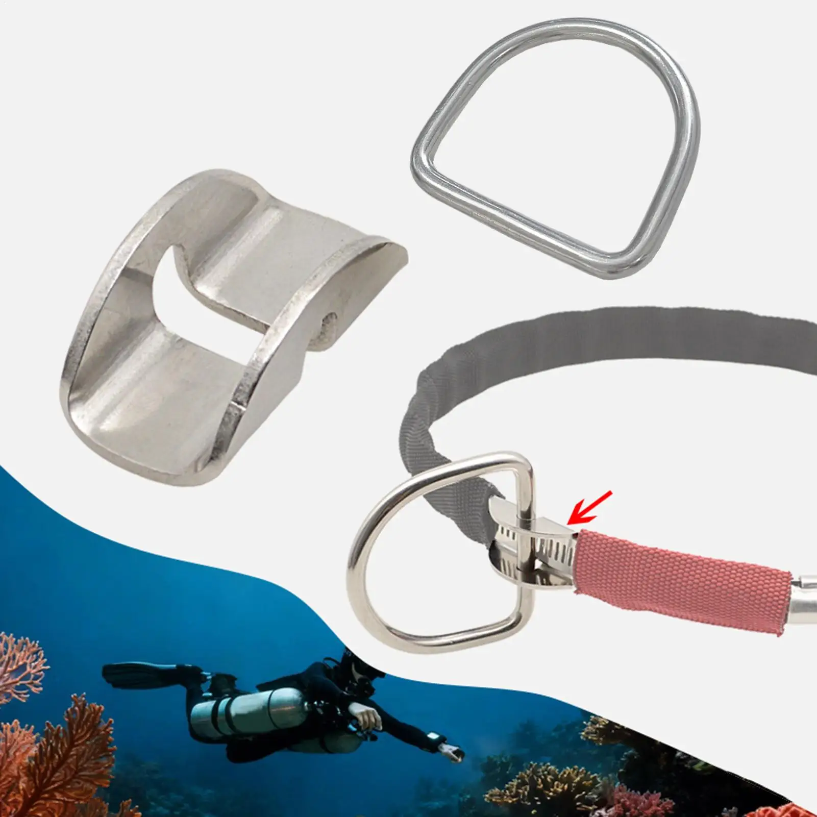 

Diving Weight Belt D Ring Stainless Steel Harness Retainer Diving Belt D Ring Back Fly Side Positioning Buckle Base For Water