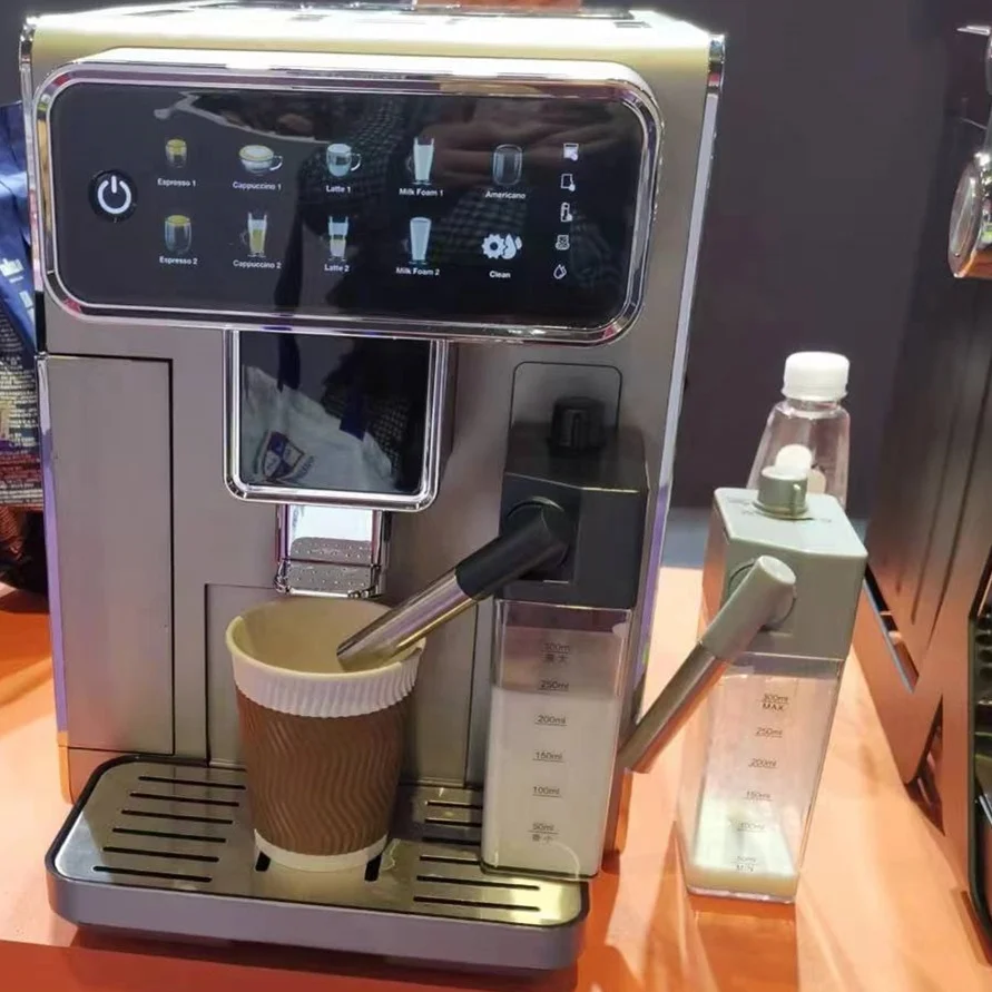 Super fully automatic professional commercial espresso coffee machine with grinder milk frother