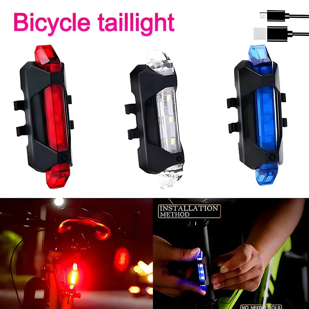 Waterproof Rear Bike Tail Light USB Rechargeable Night Riding Lights Ultra Bright Taillights Mountain Riding Cycling Tail Lamp