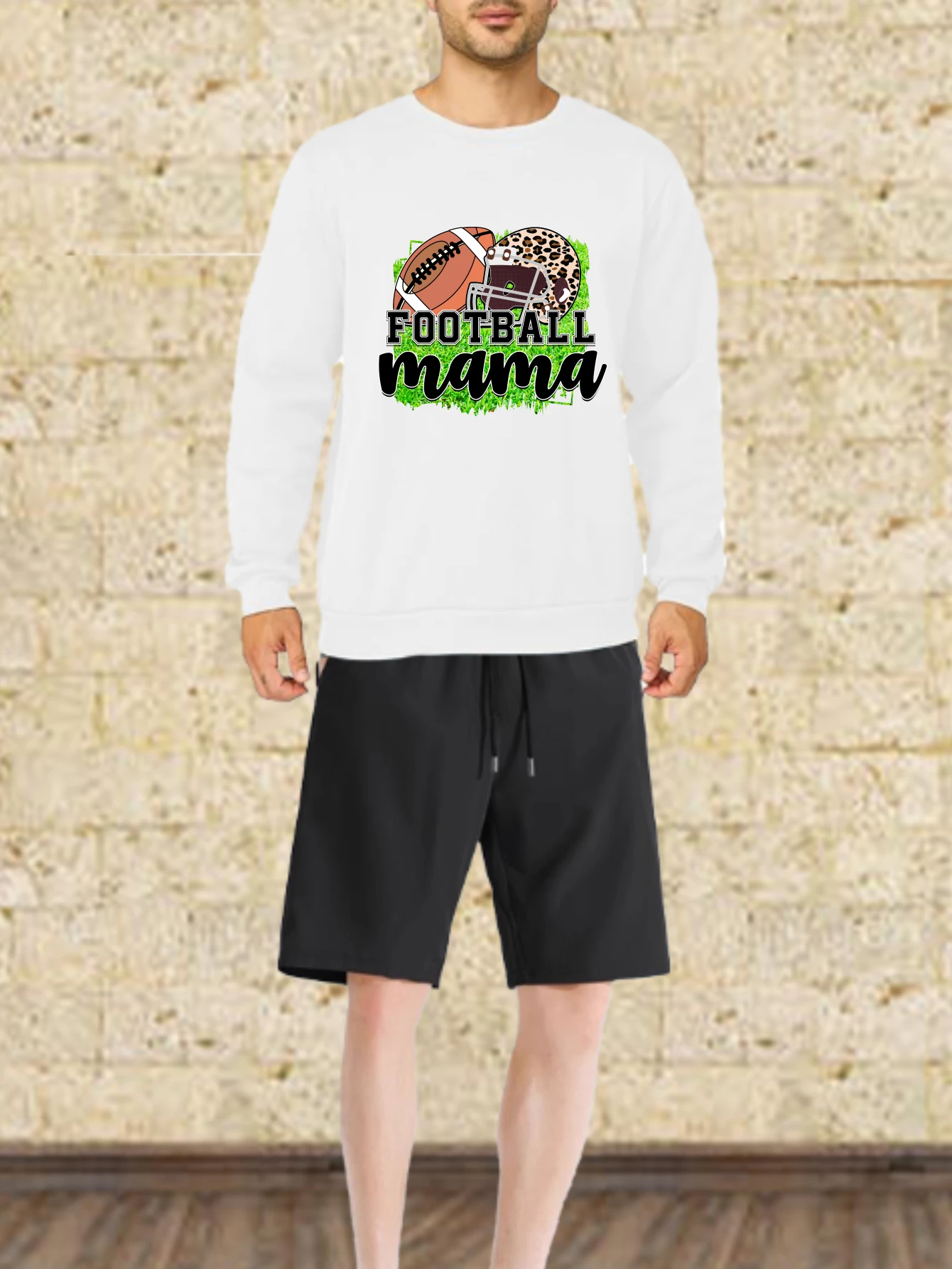 مجموعات الرجال الخريف التجفيف السريع كرة القدم ماما المطبوعة الجرافيك تي شيرت البدلة أزياء رياضية طويلة الأكمام المحملة + السراويل الملابس