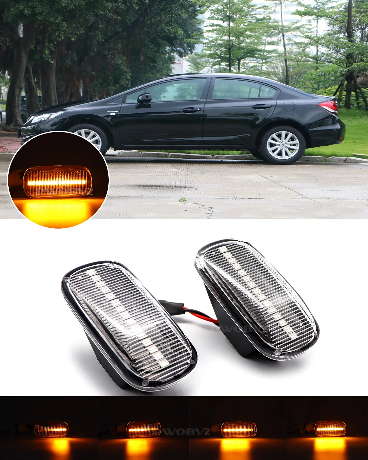 Smoked Dynamic Turn Signal Side Marker Light Blinker For Honda CRV Accord Civic City Fit Jazz Stream HRV S2000 Odyssey