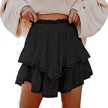 Bohemian Women Tiered Ruffle Mini Skirts High Waist Tennis Golf Skirt Cake Layered Short Skirts