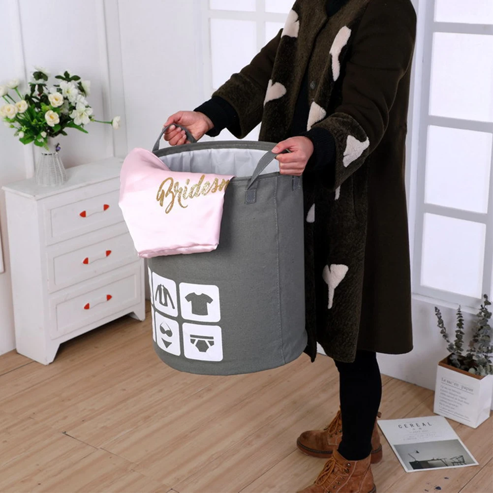 

Portable Foldable Cotton Linen Laundry Hamper Gray Large Capacity Dual Handle Design Sturdy Encrypted Stitch Sundries