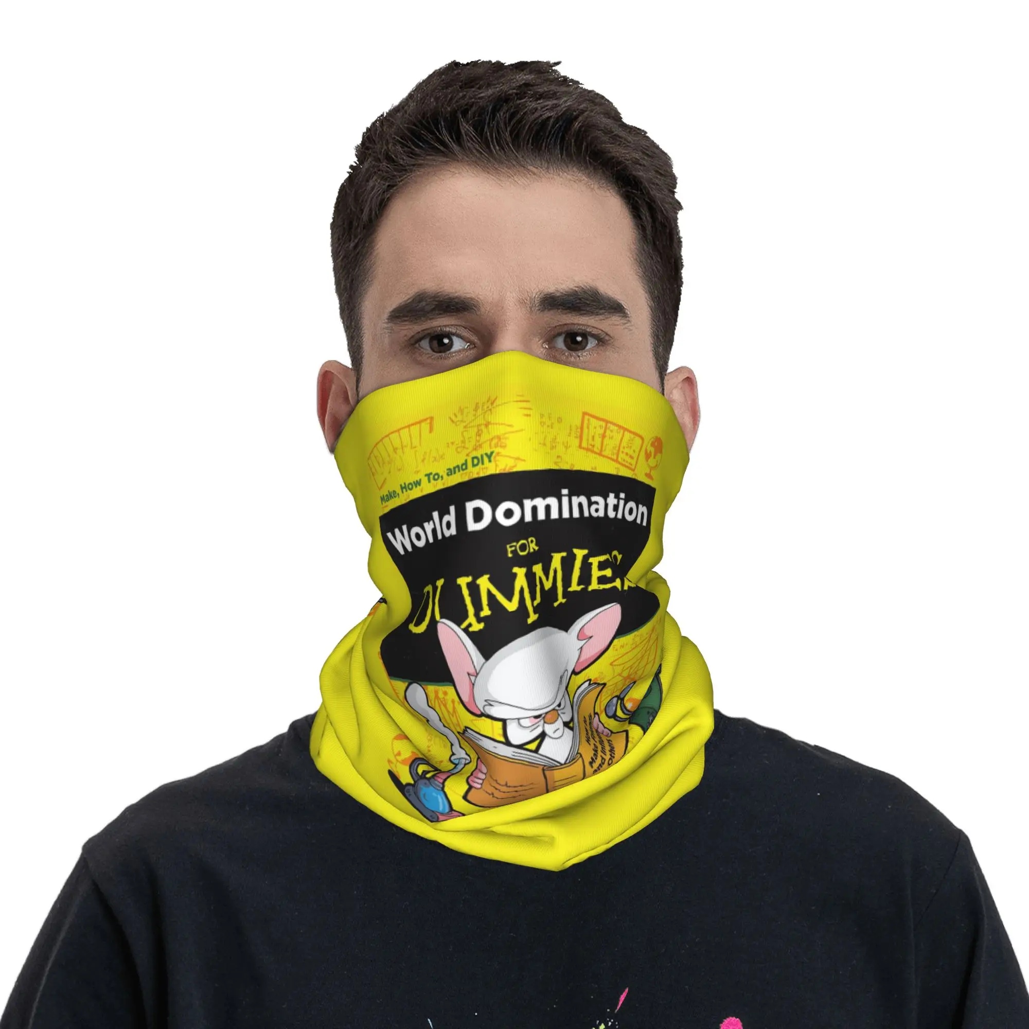 World Domination For Dummies Mice Pinky and The Brain Bandana Neck Gaiter Printed Wrap Scarf Face Mask Hiking Fishing Unisex