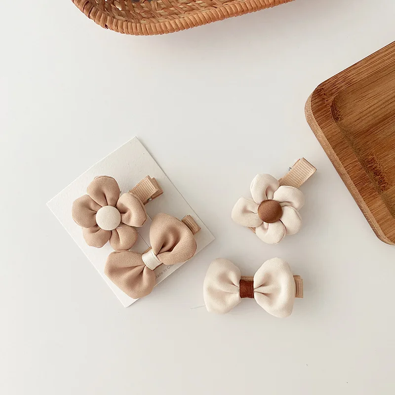 

2pcs/set Hair Pin for Baby Girl Cute Tie Bow Flower Heart Baby Girl Hair Clips Korean Side Clip Baby Hair Accessories