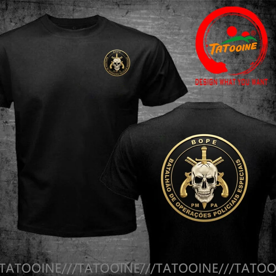 Funny Design Brazil Bope Batallon Ops Policiales Especiais Tropa de Elite Batallion Circle  Shirt Men Fashion Trendy Casual