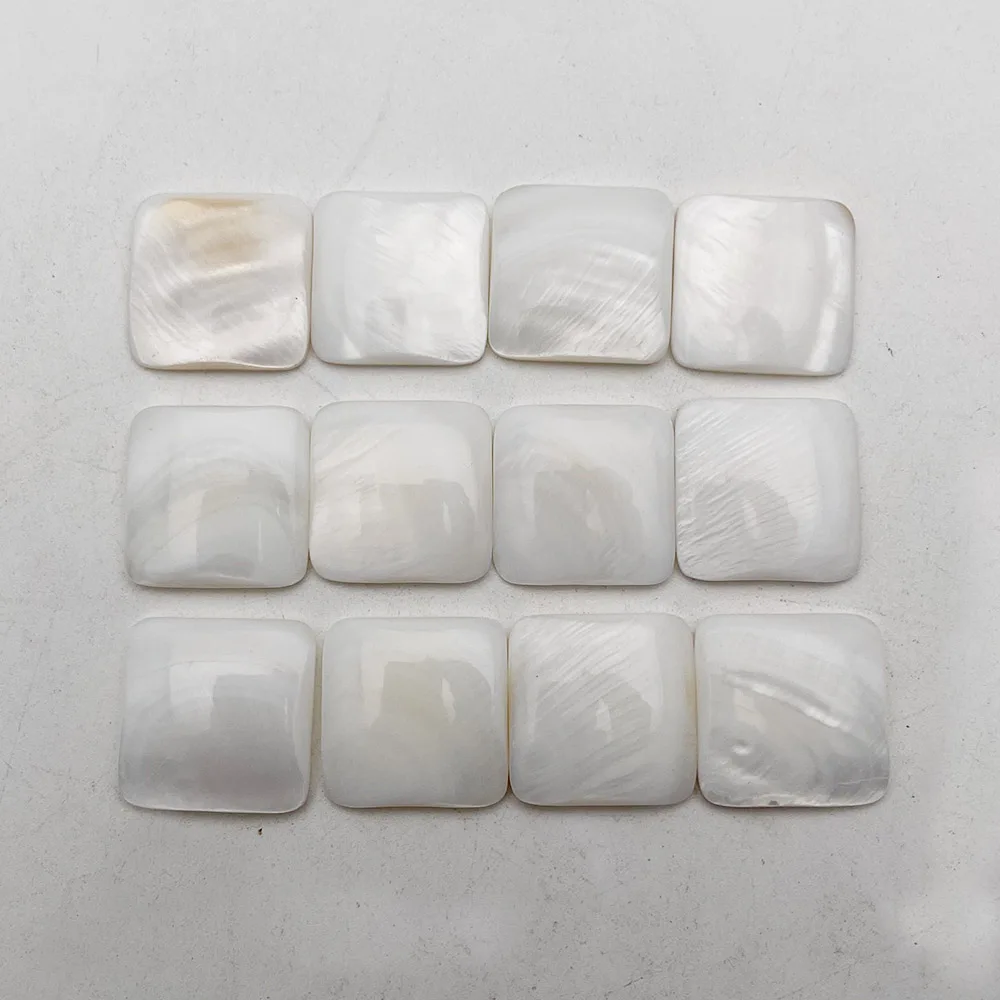 Fashion natural stone shell beads for Jewelry making square cabochon 20MM 12pc charm gift Pendant ring accessories Free shipping